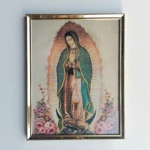 8" x 10" Glass Framed Our Lady of Guadalupe Catholic Vintage Art Picture Print